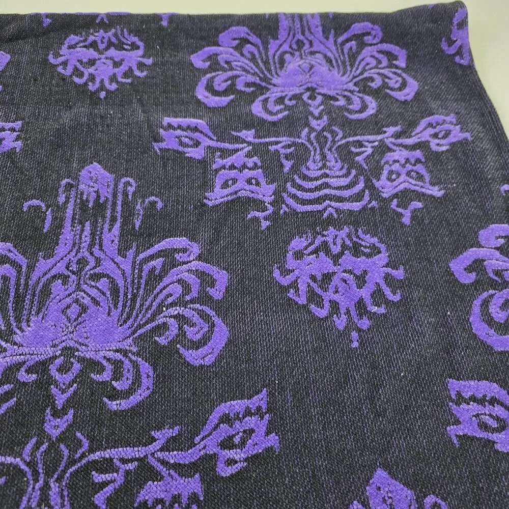 Disney Parks Scarf One Size Purple Black Haunted Mansion Reversible Fringe‎